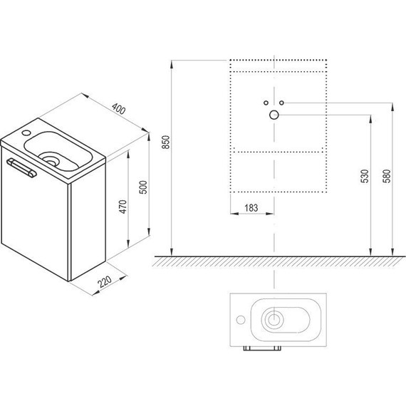 Тумба подвесная с раковиной Ravak Chrome SDU 40 см R X000000538, белый - фото 8