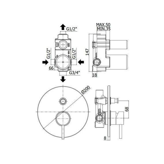 Смеситель для ванны Paffoni Light LIG015BO, белый матовый - фото 2