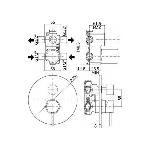 Смеситель для ванны Paffoni Light LIG019BO (3 положения), белый матовый - фото 2
