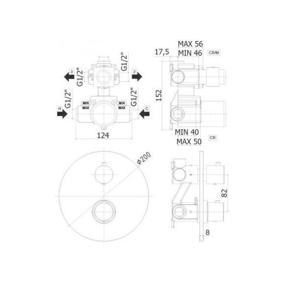Смеситель для ванны с термостатом Paffoni Light LIQ013CR (1 положение) - фото 2