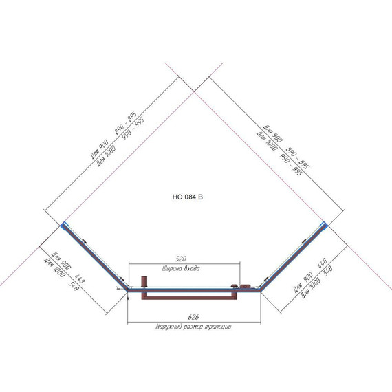 Душевое ограждение RGW HO-084G 90х90 см 350608499-16 (стекло 8 мм), золото/прозрачное - фото 5