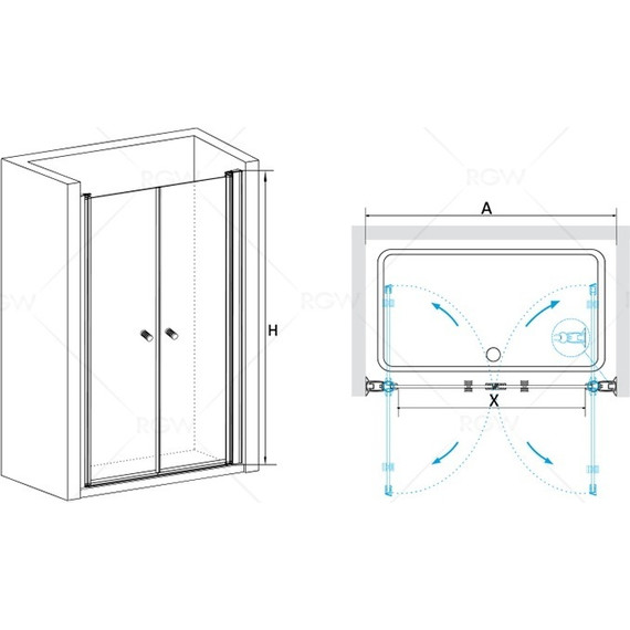 Душевая дверь RGW PA-04 100 см 04080400-11, хром/прозрачное - фото 3