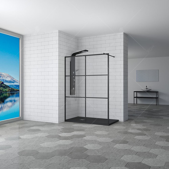 Душевая перегородка RGW WA-011B 110x195 см 35101111-84 (стекло 8 мм) с кронштейном в комплекте, черный/прозрачное - фото 4