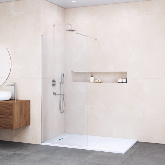 Душевая перегородка RGW WA-002 80x195 см 35100208-11 с кронштейном в комплекте, хром/прозрачное - фото 