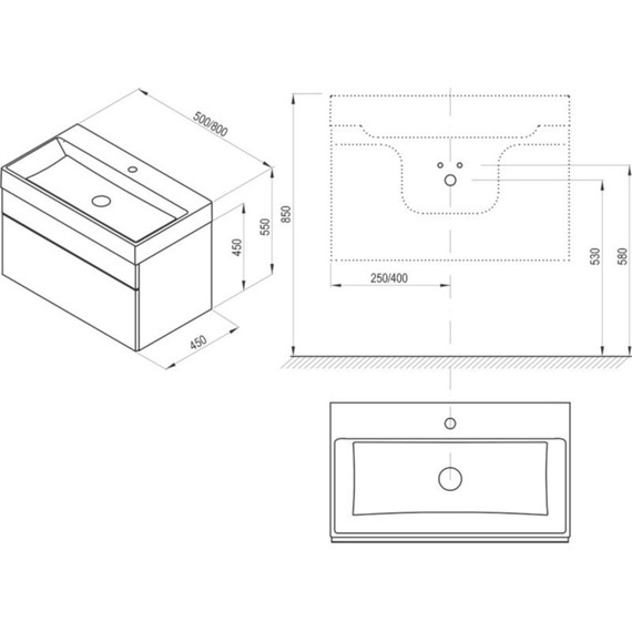 Тумба подвесная с раковиной Ravak SD Natural 50 см X000001051, белый - фото, картинка 4 Тумба подвесная с раковиной Ravak SD Natural 50 см X000001051, белый - фото 4