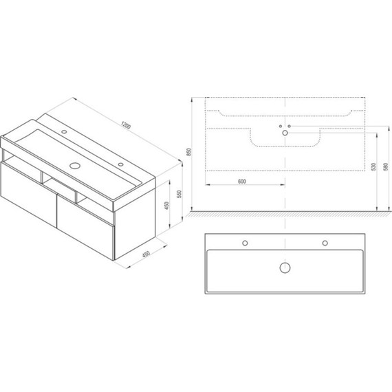 Тумба подвесная с раковиной Ravak SD Natural 120 см X000001053, белый - фото, картинка 6 Тумба подвесная с раковиной Ravak SD Natural 120 см X000001053, белый - фото 6