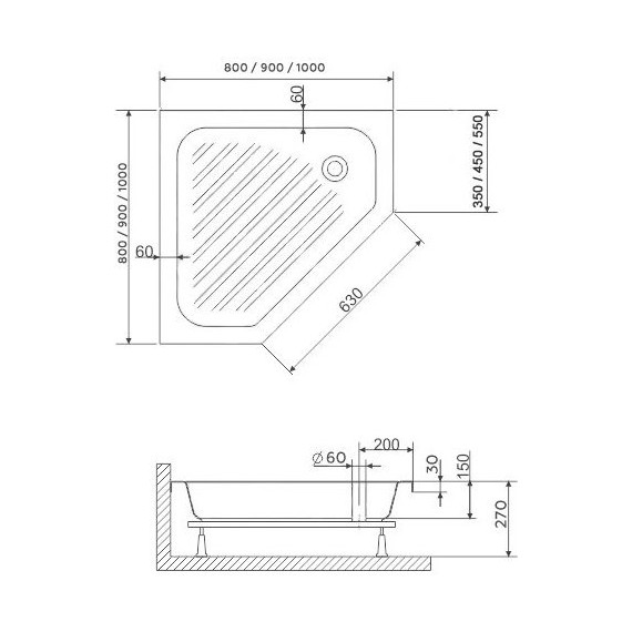 Поддон акриловый RGW Acrylic BT/CL-S-A 90x90 см 16180599-51 - фото 4