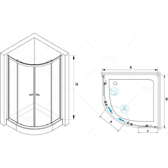 Душевое ограждение RGW CL-51 90x90 см 04095199-11, хром/прозрачное - фото 3
