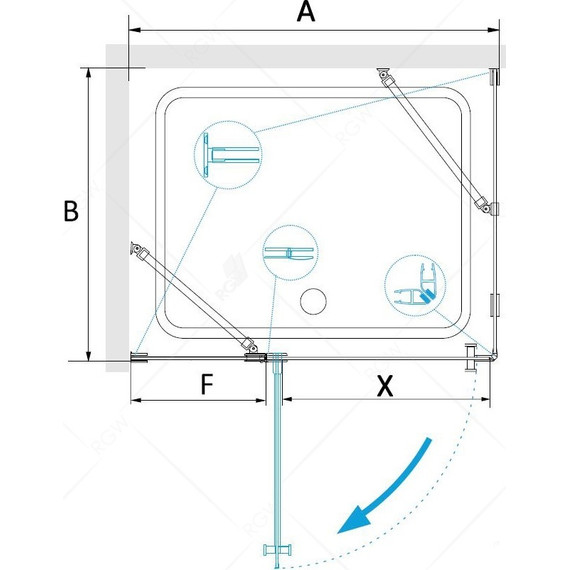 Душевое ограждение RGW HO-044 90x120 см 350604492-11 (стекло 8 мм), хром/прозрачное - фото 3