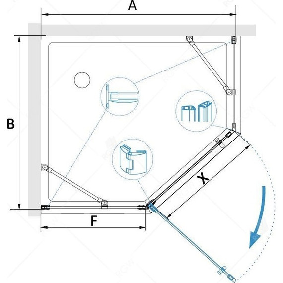 Душевое ограждение RGW HO-082 120x120 см 350608222-11 (стекло 8 мм), хром/прозрачное - фото 3