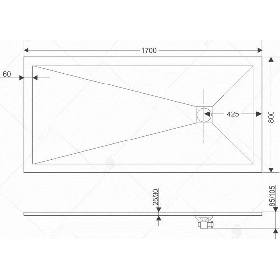 Каменный поддон RGW ST-178W 170x80 см 14152817-01 - фото 3
