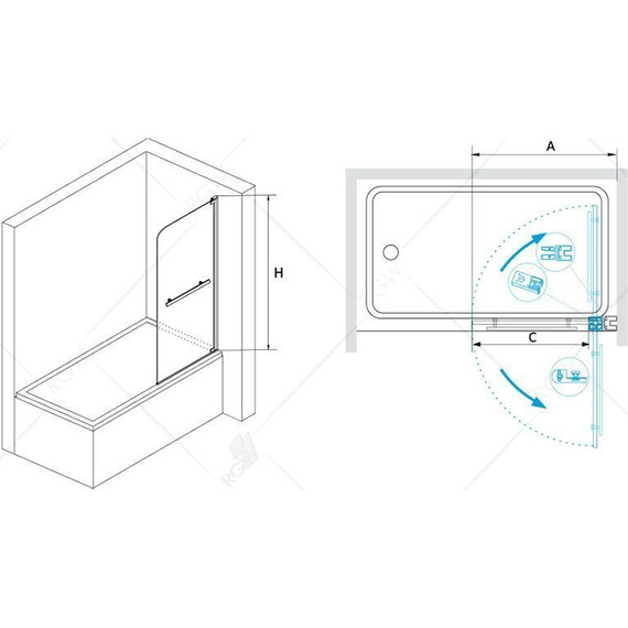 Шторка для ванны RGW SC-02 80 см 03110208-11 (стекло 8 мм), хром/прозрачное - фото 3