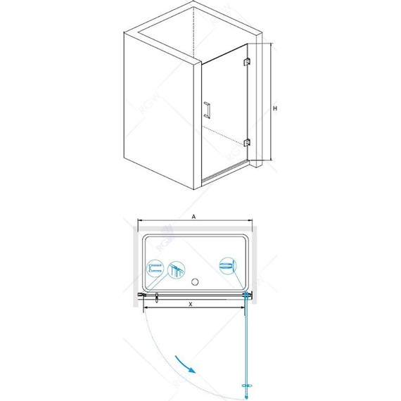 Душевая дверь RGW HO-011B 60 см 350601106-34 (стекло 8 мм), черный/тонированное - фото 7