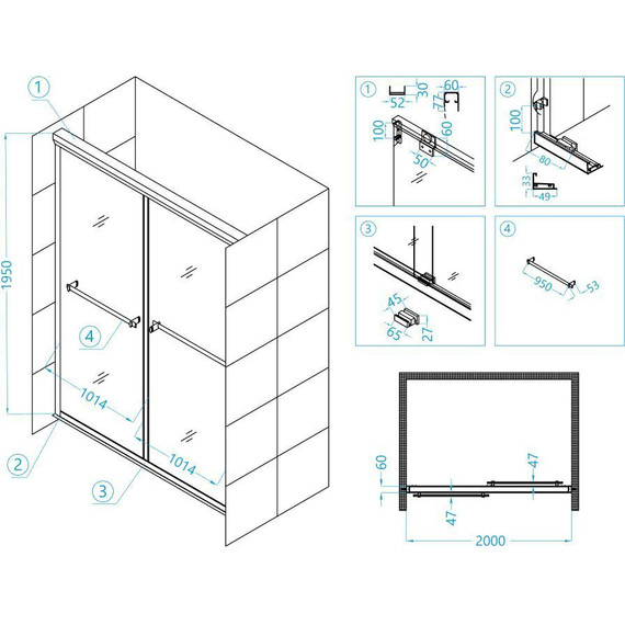 Душевая дверь RGW TO-10 200 см 01071020-11 (стекло 8 мм), хром/прозрачное - фото 5