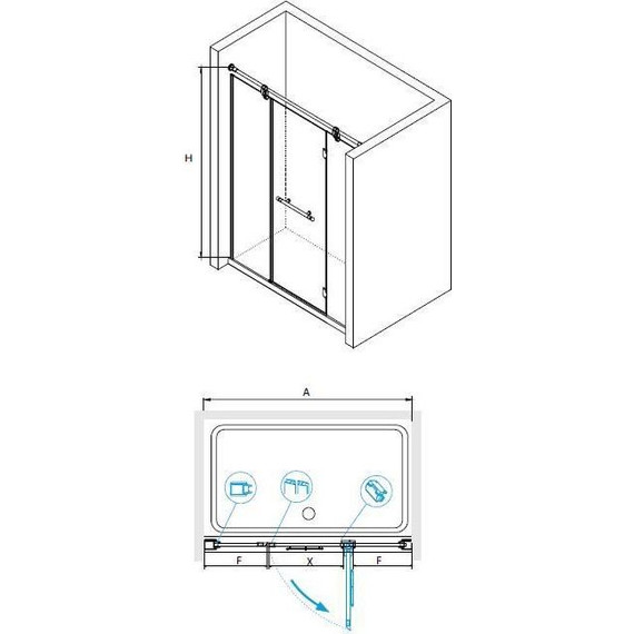 Душевая дверь RGW VI-02 170 см 02040217-18 (стекло 8 мм), белый/золото/прозрачное - фото 3