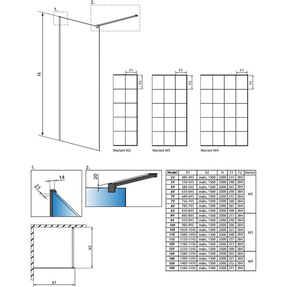 Душевая перегородка Radaway Modo New Black II Factory 75x200 см 389075-54-55 (стекло 8 мм), черный/прозрачное - фото 4