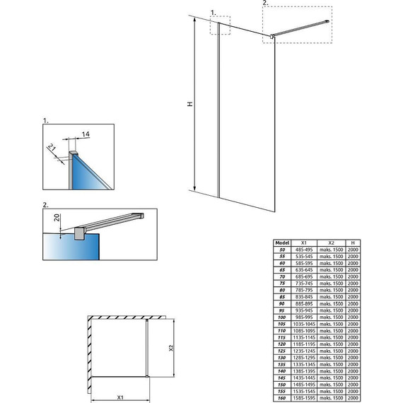Душевая перегородка Radaway Modo New II 65x200 см 389065-01-01 (стекло 8 мм), хром/прозрачное - фото 5