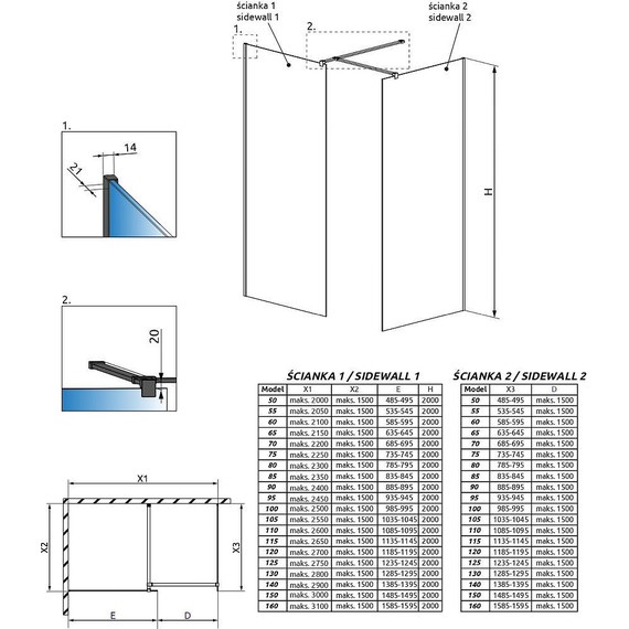 Душевое ограждение Radaway Modo New Black III Frame 130x100 см (стекло 8 мм), черный/прозрачное - фото 4