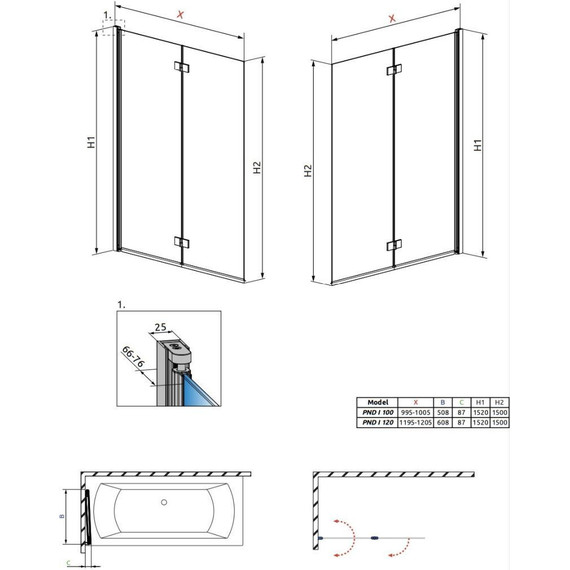 Шторка для ванны Radaway Essenza New PND I 120 см 207212-01L, хром/прозрачное - фото 5