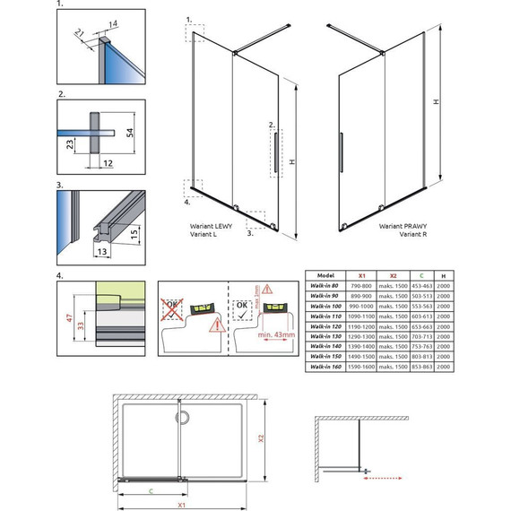 Душевая перегородка Radaway Furo Black Walk-in 80x200 см 10106438-54-01L (стекло 8 мм), черный/прозрачное - фото 9