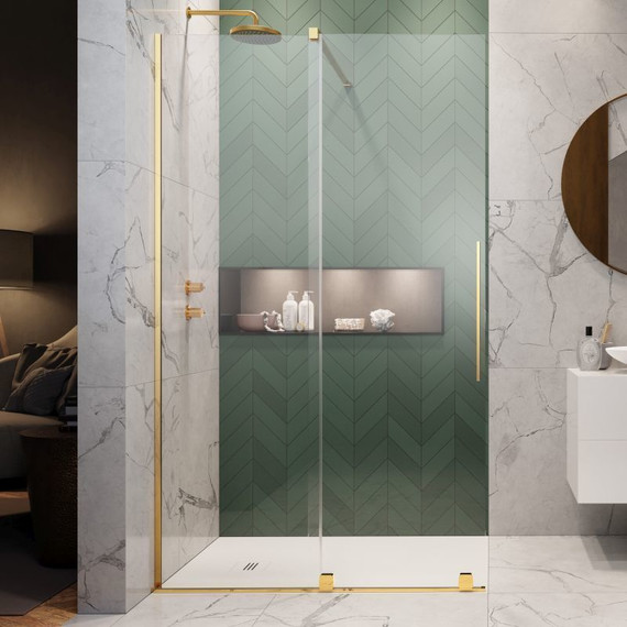Душевая перегородка Radaway Furo Gold Walk-in 80x200 см 10106438-09-01L (стекло 8 мм), золото/прозрачное - фото 