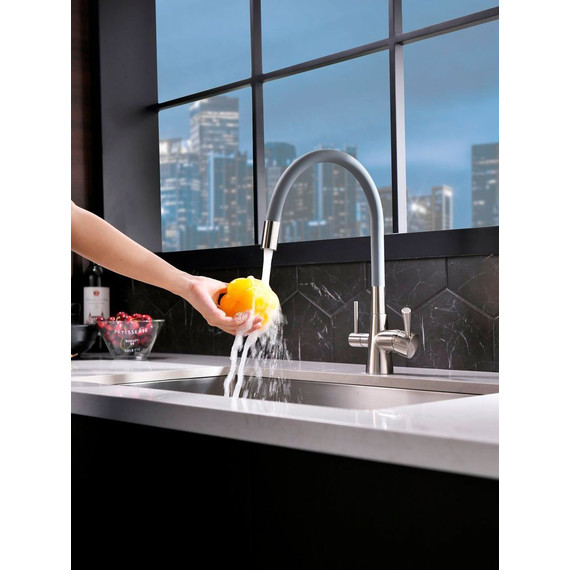 Смеситель для кухни Lemark Comfort LM3075BN, никель/серый - фото 2