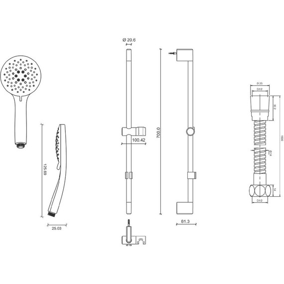Душевой гарнитур Jacob Delafon Salute E32907-CP - фото 2