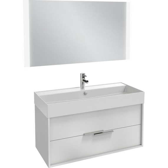 Тумба подвесная с раковиной Jacob Delafon Vivienne 100 см EB1508-N18-N18, белый меламин - фото 2