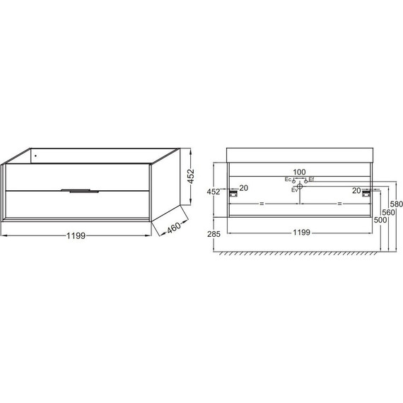 Тумба подвесная с раковиной Jacob Delafon Vivienne 120 см EB1509-N18-N18, белый меламин - фото, картинка 5 Тумба подвесная с раковиной Jacob Delafon Vivienne 120 см EB1509-N18-N18, белый меламин - фото 5