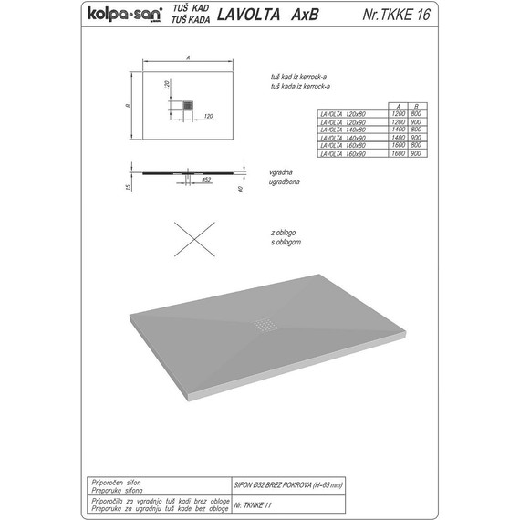 Мраморный поддон Kolpa-San Lavolta 120x80 см - фото 3