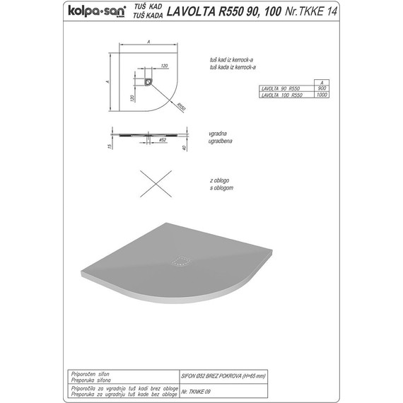 Мраморный поддон Kolpa-San Lavolta R 90x90 см - фото 3