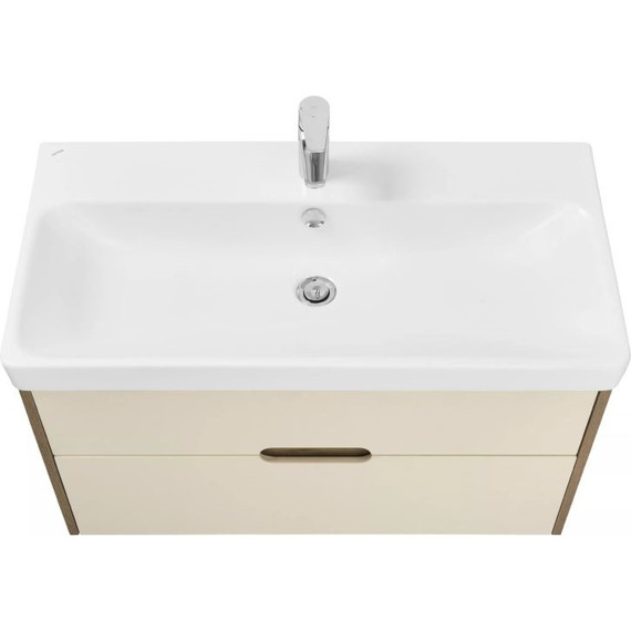 Тумба подвесная с раковиной Акватон Оливия 90 см 1A254401OLVG0, бежевый/дуб веллингтон - фото 5