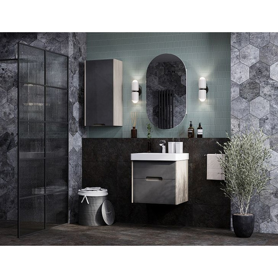 Тумба подвесная с раковиной Акватон Оливия 55 см 1A254201OLUG0, серый/дуб ойстер - фото 6