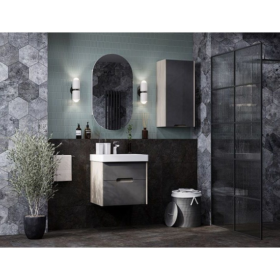 Шкаф подвесной Акватон Оливия 35 см 1A254703OLUGR, серый/дуб ойстер - фото 5