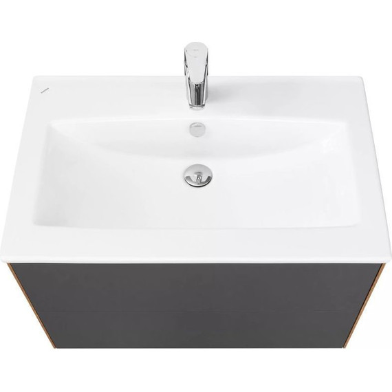 Тумба подвесная с раковиной Акватон Сохо 75 см 1A258101AJA00, графит/дуб веллингтон - фото, картинка 5 Тумба подвесная с раковиной Акватон Сохо 75 см 1A258101AJA00, графит/дуб веллингтон - фото 5