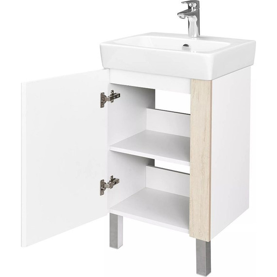 Тумба напольная с раковиной Акватон Кантри 50 см 1A257801AHB20, белый глянцевый/дуб верона - фото 3