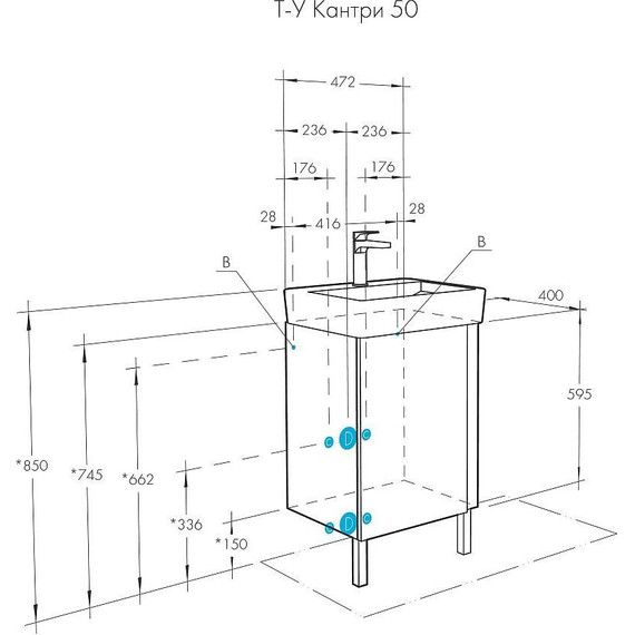 Тумба напольная с раковиной Акватон Кантри 50 см 1A257801AHB20, белый глянцевый/дуб верона - фото 11