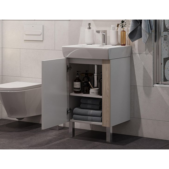 Тумба напольная с раковиной Акватон Кантри 55 см 1A257601AHB20, белый глянцевый/дуб верона - фото, картинка 6 Тумба напольная с раковиной Акватон Кантри 55 см 1A257601AHB20, белый глянцевый/дуб верона - фото 6