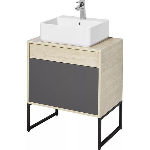 Тумба подвесная со столешницей Акватон Лофт Урбан 65 см 1A254001LQX60, дуб орегон/серый графит - фото 16