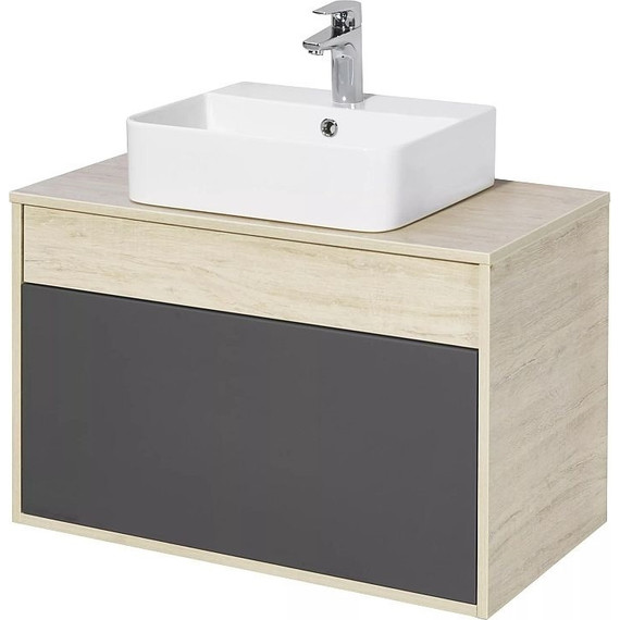 Тумба подвесная со столешницей Акватон Лофт Урбан 80 см 1A247601LQX60, дуб орегон/серый графит - фото 4