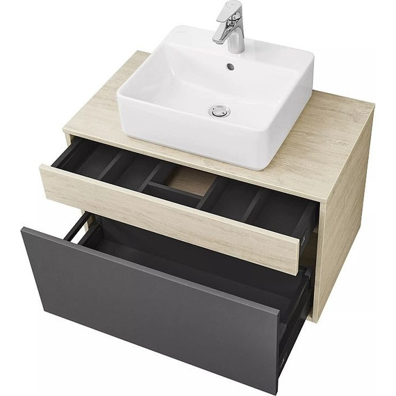 Тумба подвесная со столешницей Акватон Лофт Урбан 80 см 1A247601LQX60, дуб орегон/серый графит - фото 11