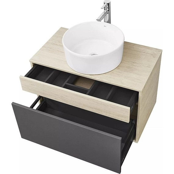 Тумба подвесная со столешницей Акватон Лофт Урбан 80 см 1A247601LQX60, дуб орегон/серый графит - фото 14