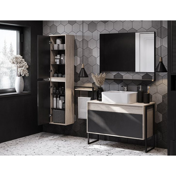 Пенал подвесной Акватон Урбан 37 см 1A248103LQX60, дуб орегон/серый графит - фото, картинка 7 Пенал подвесной Акватон Урбан 37 см 1A248103LQX60, дуб орегон/серый графит - фото 7