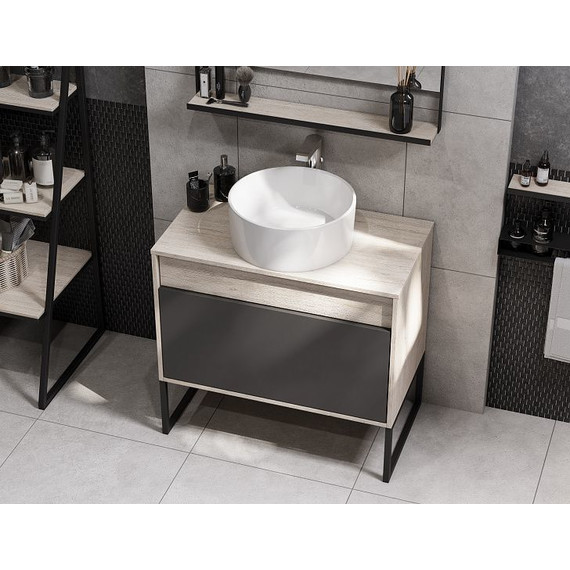 Тумба подвесная со столешницей Акватон Лофт Урбан 80 см 1A247601LQX60, дуб орегон/серый графит - фото 20