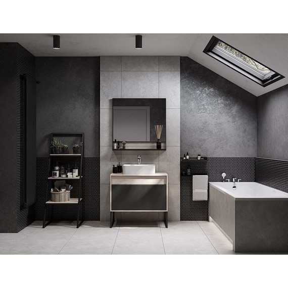 Тумба подвесная со столешницей Акватон Лофт Урбан 80 см 1A247601LQX60, дуб орегон/серый графит - фото 18