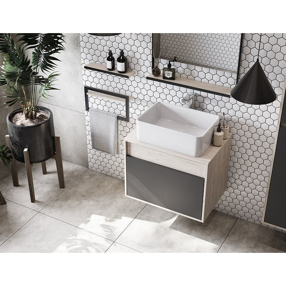 Тумба подвесная со столешницей Акватон Лофт Урбан 65 см 1A254001LQX60, дуб орегон/серый графит - фото 18