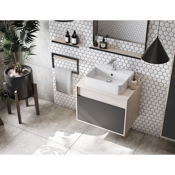 Тумба подвесная со столешницей Акватон Лофт Урбан 65 см 1A254001LQX60, дуб орегон/серый графит - фото 19