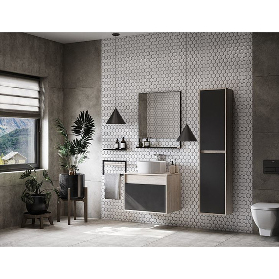 Тумба подвесная со столешницей Акватон Лофт Урбан 65 см 1A254001LQX60, дуб орегон/серый графит - фото 17