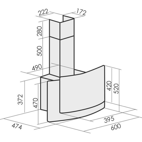 Вытяжка MBS Rosalia 160 glass black (чёрное стекло) - фото 2