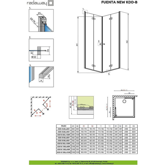 Душевое ограждение Radaway Fuenta New KDD-B 100x90 см, хром/прозрачное - фото 8